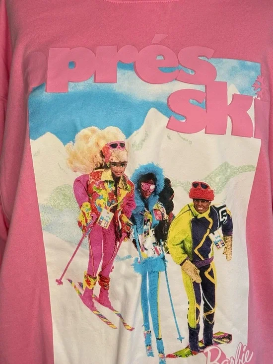 Oversized Barbie Pink Vintage Ski Graphic Sweatshirt - Picture 2 of 7